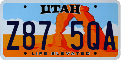 UT license plate Z875QA