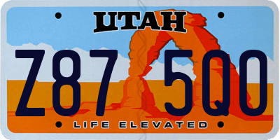 UT license plate Z875QO