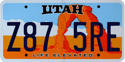 UT license plate Z875RE