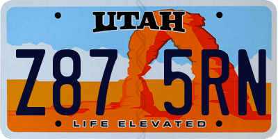 UT license plate Z875RN