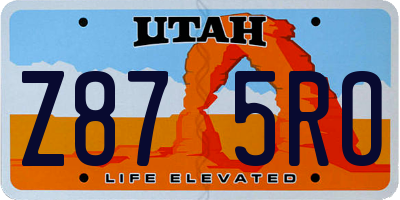 UT license plate Z875RO