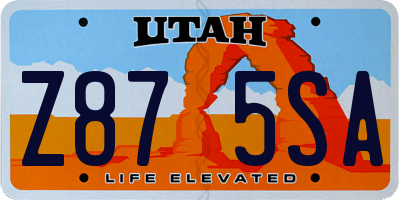 UT license plate Z875SA