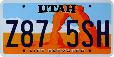 UT license plate Z875SH