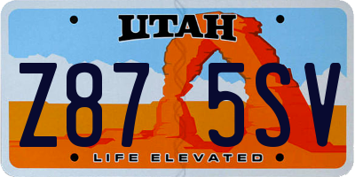 UT license plate Z875SV