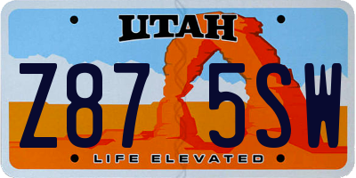 UT license plate Z875SW