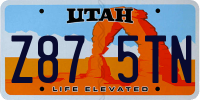 UT license plate Z875TN