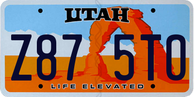 UT license plate Z875TO