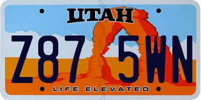 UT license plate Z875WN