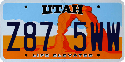 UT license plate Z875WW