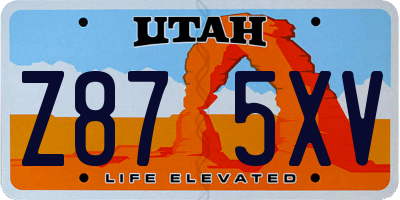 UT license plate Z875XV