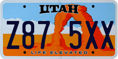 UT license plate Z875XX