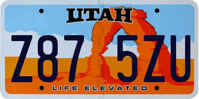 UT license plate Z875ZU