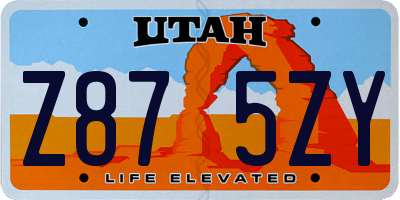 UT license plate Z875ZY