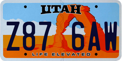 UT license plate Z876AW