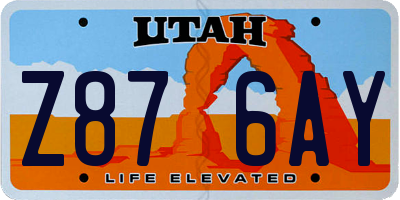 UT license plate Z876AY