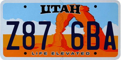 UT license plate Z876BA