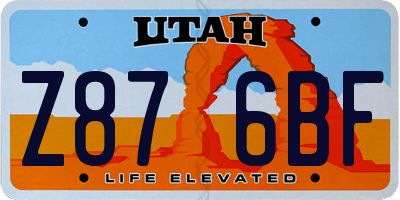 UT license plate Z876BF