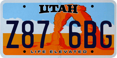 UT license plate Z876BG