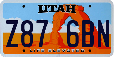 UT license plate Z876BN