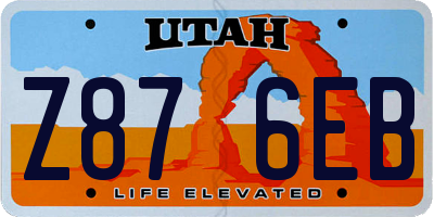 UT license plate Z876EB