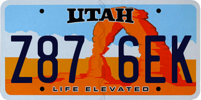 UT license plate Z876EK