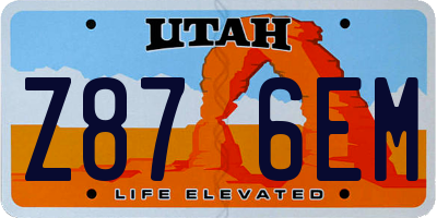 UT license plate Z876EM