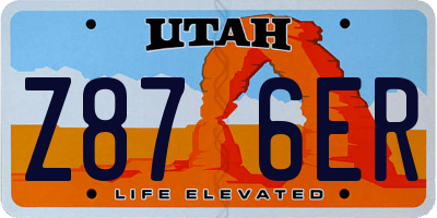 UT license plate Z876ER