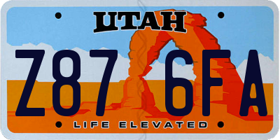 UT license plate Z876FA
