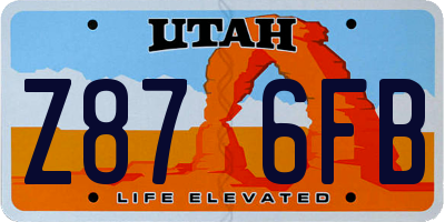UT license plate Z876FB