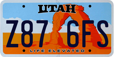 UT license plate Z876FS