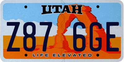 UT license plate Z876GE