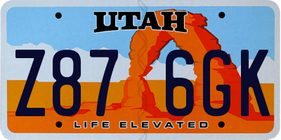 UT license plate Z876GK