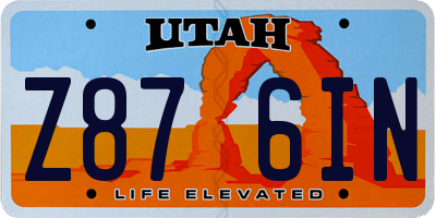 UT license plate Z876IN