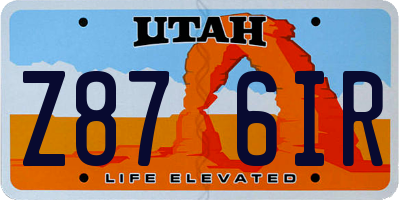 UT license plate Z876IR