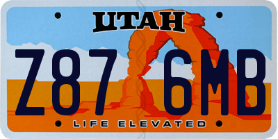 UT license plate Z876MB