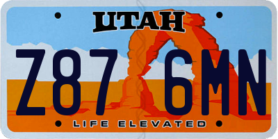 UT license plate Z876MN