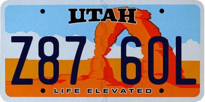UT license plate Z876OL
