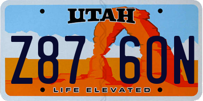 UT license plate Z876ON