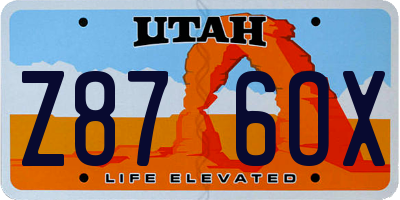 UT license plate Z876OX