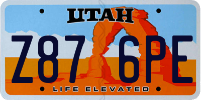 UT license plate Z876PE