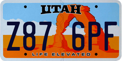 UT license plate Z876PF