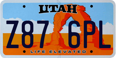 UT license plate Z876PL