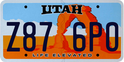 UT license plate Z876PO