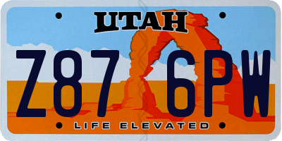 UT license plate Z876PW