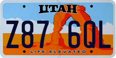 UT license plate Z876QL