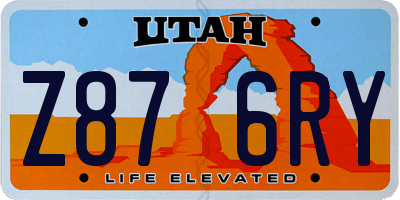 UT license plate Z876RY