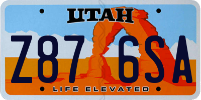 UT license plate Z876SA