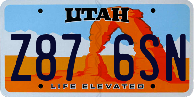 UT license plate Z876SN