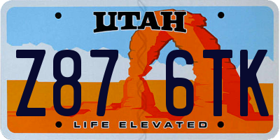 UT license plate Z876TK