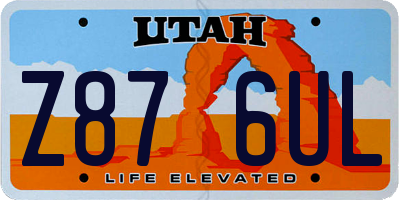 UT license plate Z876UL